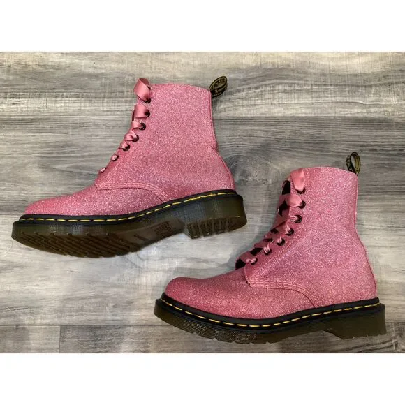 Dr. Martens Pink Glitter 8-Eye Lace-Up Combat Boot - Picture 4 of 6